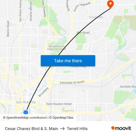 Cesar Chavez Blvd & S. Main to Terrell Hills map