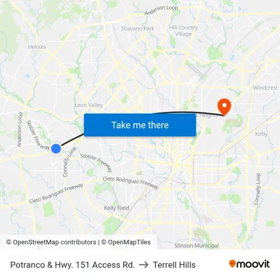 Potranco & Hwy. 151  Access Rd. to Terrell Hills map