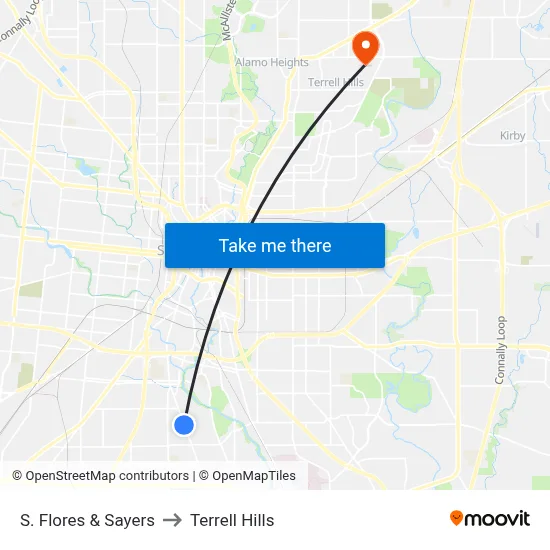 S. Flores & Sayers to Terrell Hills map