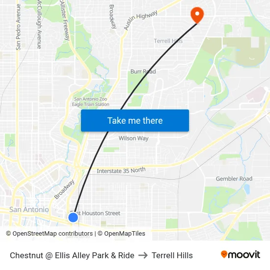 Chestnut @ Ellis Alley Park & Ride to Terrell Hills map