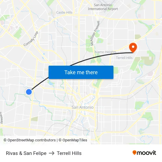 Rivas & San Felipe to Terrell Hills map