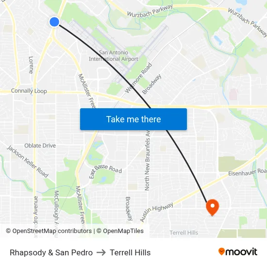 Rhapsody & San Pedro to Terrell Hills map