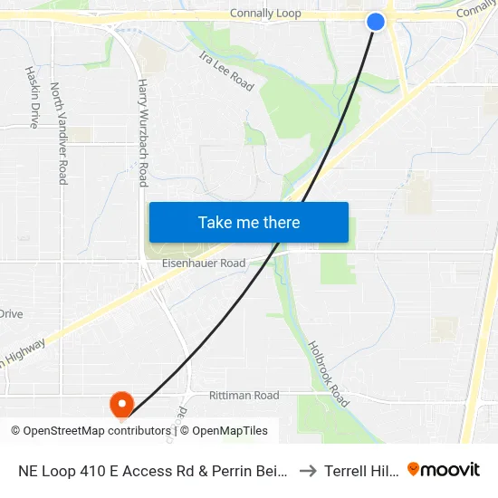 NE Loop 410 E Access Rd & Perrin Beitel to Terrell Hills map