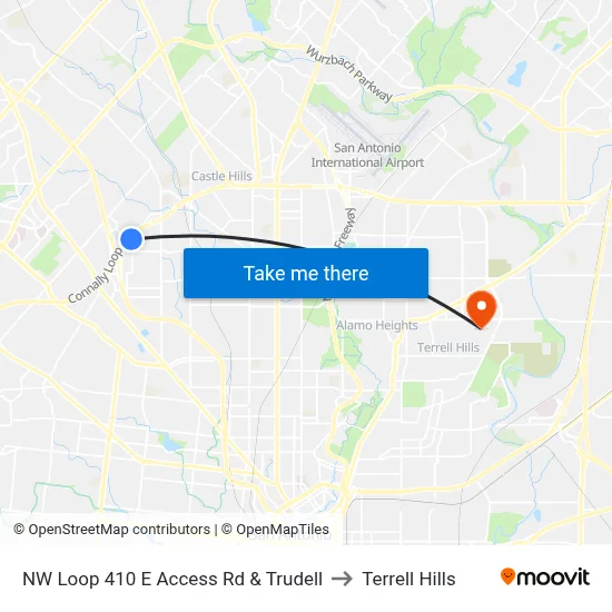 NW Loop 410 E Access Rd & Trudell to Terrell Hills map