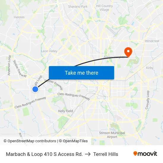 Marbach & Loop 410 S Access Rd. to Terrell Hills map