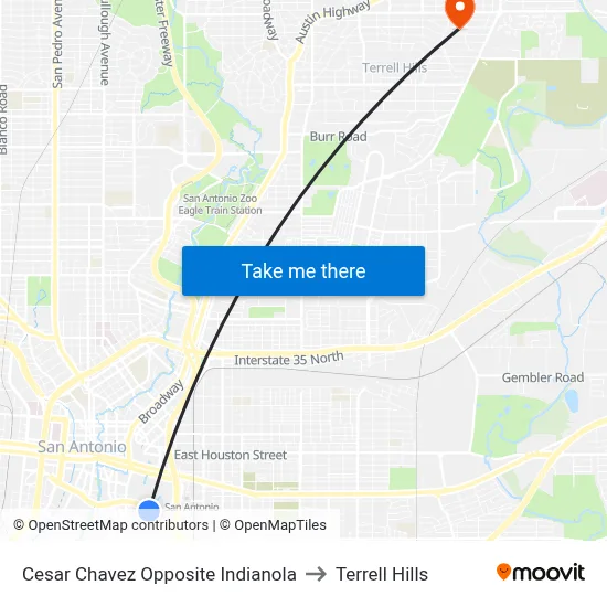 Cesar Chavez Opposite Indianola to Terrell Hills map