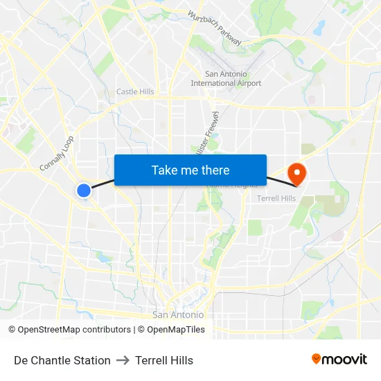 De Chantle Station to Terrell Hills map