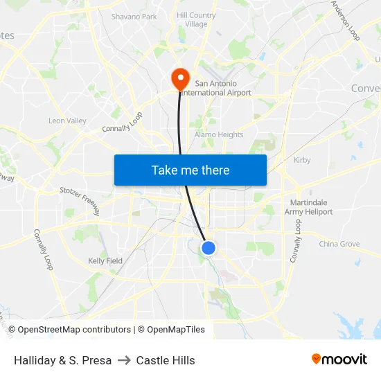 Halliday & S. Presa to Castle Hills map