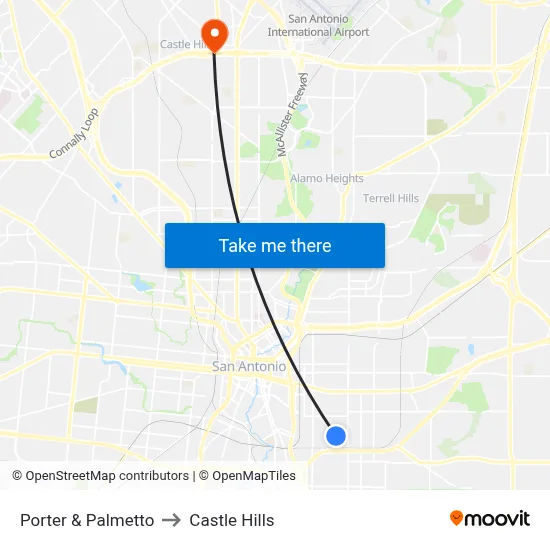 Porter & Palmetto to Castle Hills map