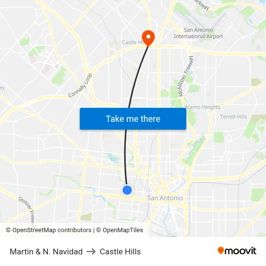 Martin & N. Navidad to Castle Hills map