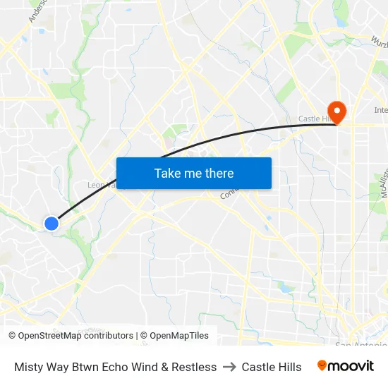 Misty Way Btwn Echo Wind & Restless to Castle Hills map