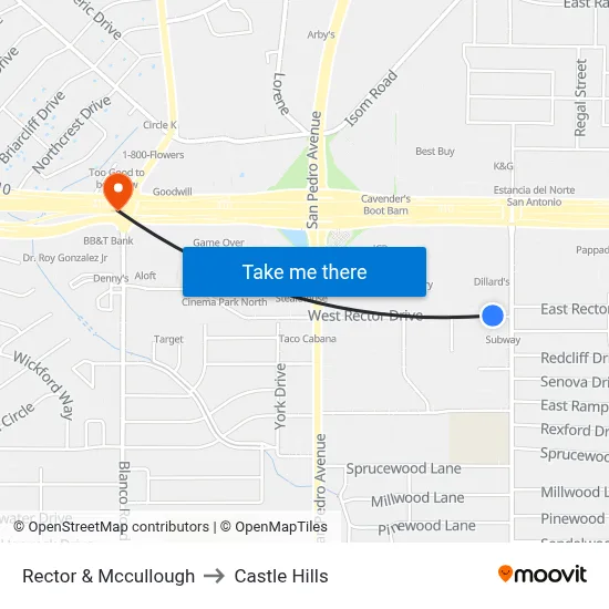 Rector & Mccullough to Castle Hills map