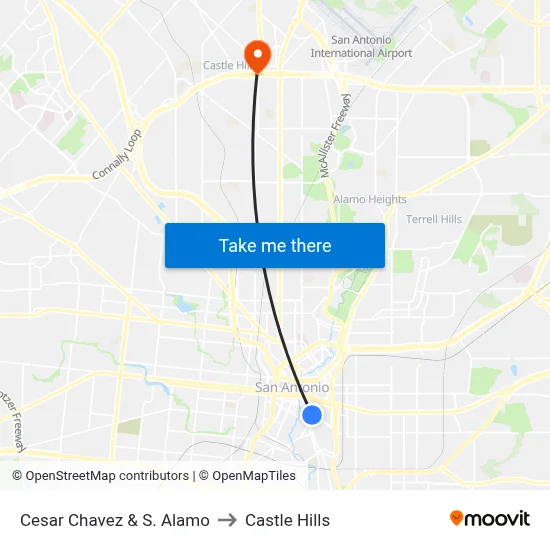 Cesar Chavez & S. Alamo to Castle Hills map