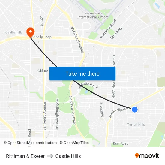 Rittiman & Exeter to Castle Hills map