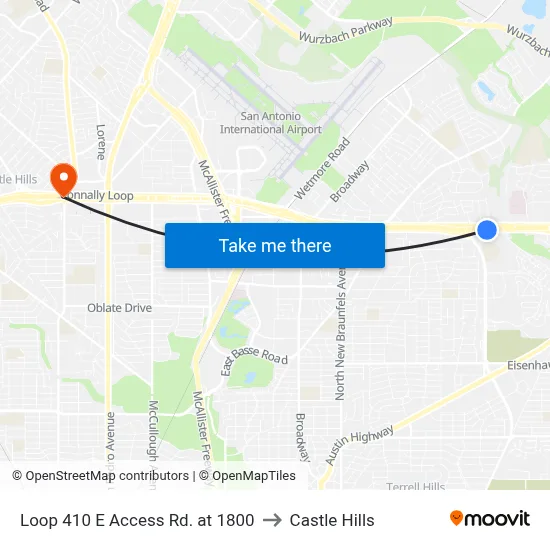 Loop 410 E Access Rd. at 1800 to Castle Hills map