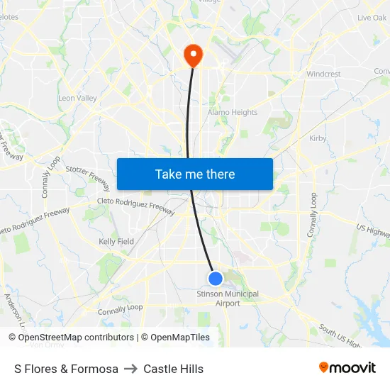 S Flores & Formosa to Castle Hills map
