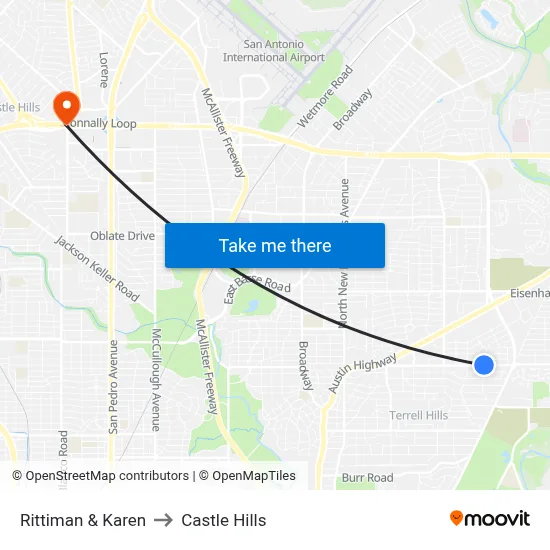Rittiman & Karen to Castle Hills map