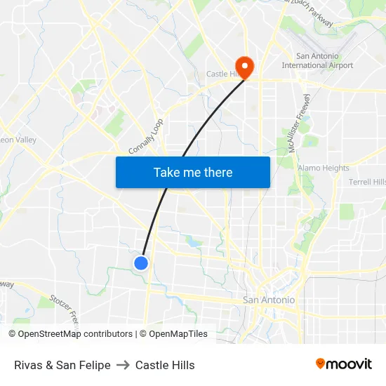 Rivas & San Felipe to Castle Hills map