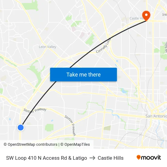 SW Loop 410 N Access Rd & Latigo to Castle Hills map