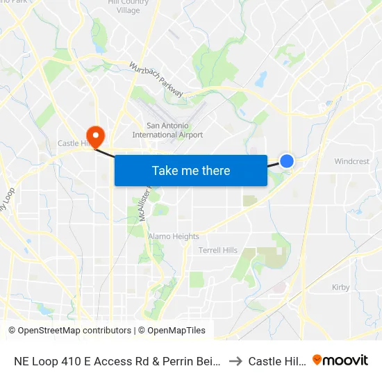 NE Loop 410 E Access Rd & Perrin Beitel to Castle Hills map