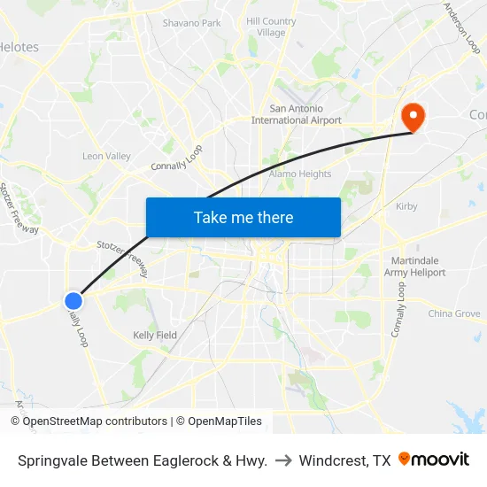 Springvale Between Eaglerock & Hwy. to Windcrest, TX map