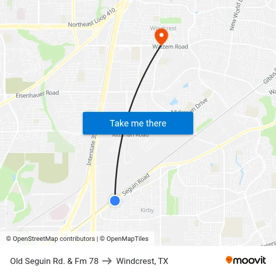 Old Seguin Rd. & Fm 78 to Windcrest, TX map