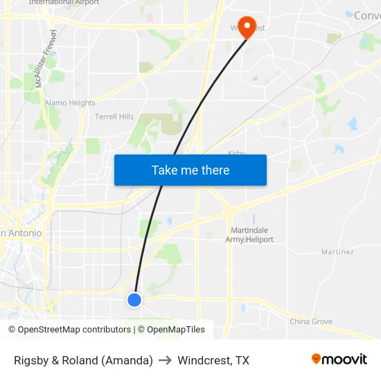 Rigsby & Roland (Amanda) to Windcrest, TX map