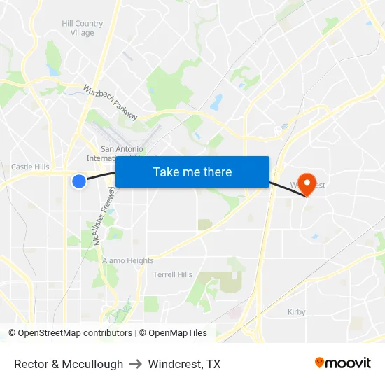 Rector & Mccullough to Windcrest, TX map