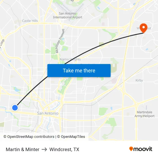 Martin & Minter to Windcrest, TX map