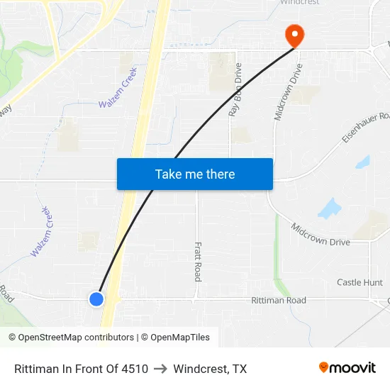 Rittiman In Front Of 4510 to Windcrest, TX map