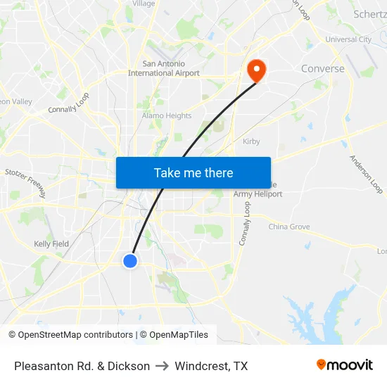 Pleasanton Rd. & Dickson to Windcrest, TX map