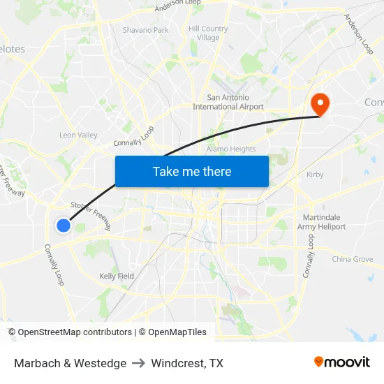 Marbach & Westedge to Windcrest, TX map