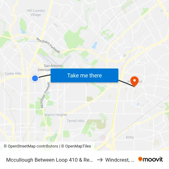 Mccullough Between Loop 410 & Rector to Windcrest, TX map