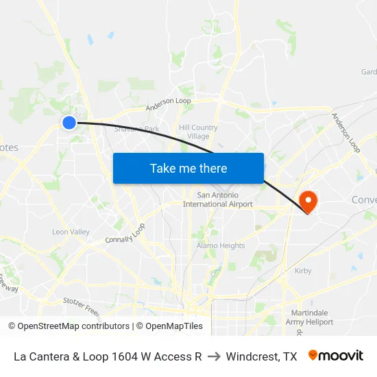 La Cantera & Loop 1604 W Access R to Windcrest, TX map