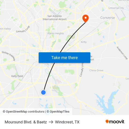 Moursund Blvd. & Baetz to Windcrest, TX map