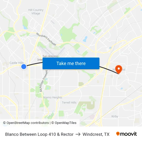 Blanco Between Loop 410 & Rector to Windcrest, TX map