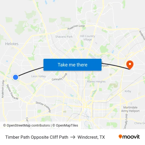 Timber Path Opposite Cliff Path to Windcrest, TX map