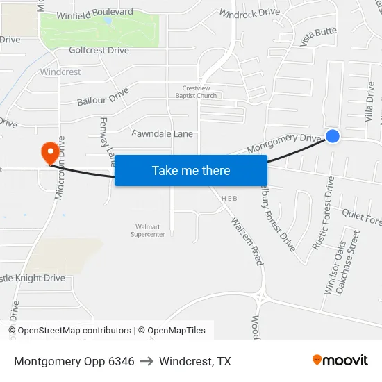 Montgomery Opp 6346 to Windcrest, TX map