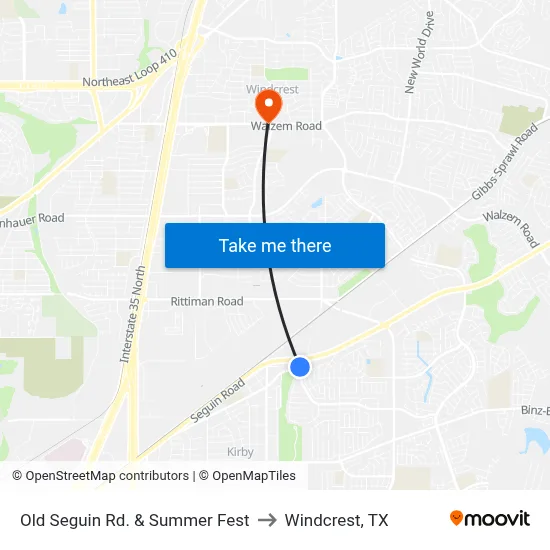 Old Seguin Rd. & Summer Fest to Windcrest, TX map