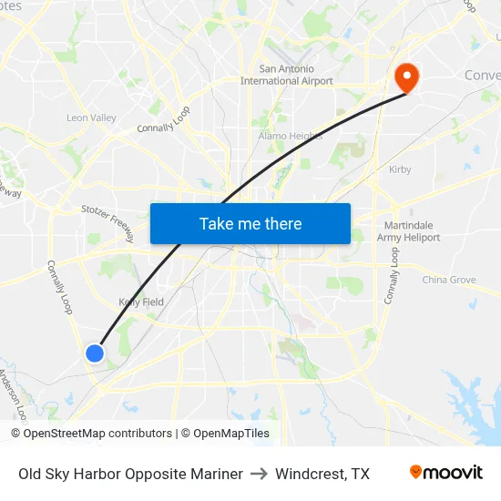 Old Sky Harbor Opposite Mariner to Windcrest, TX map