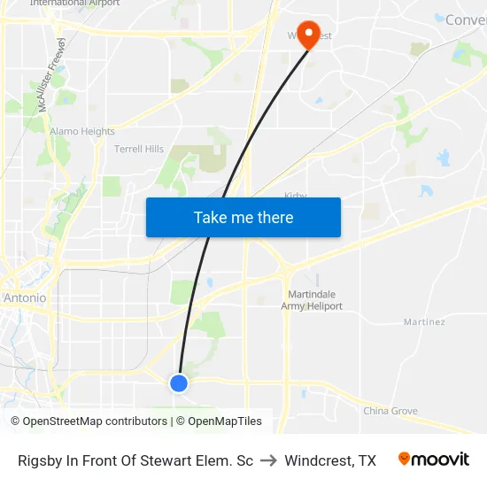 Rigsby In Front Of Stewart Elem. Sc to Windcrest, TX map
