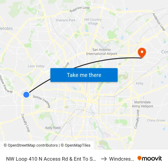 NW Loop 410 N Access Rd & Ent To SW Research to Windcrest, TX map