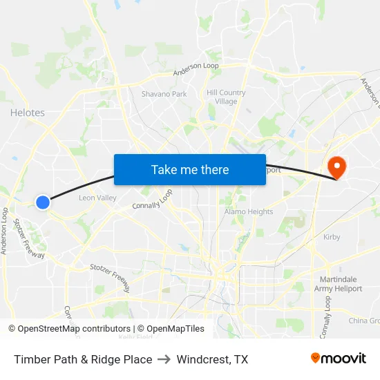 Timber Path & Ridge Place to Windcrest, TX map