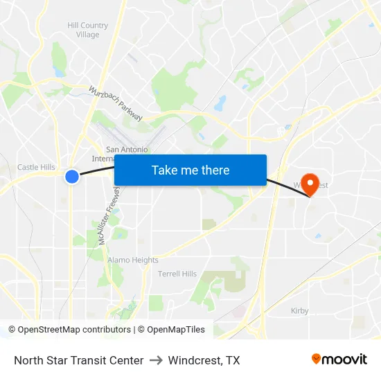 North Star Transit Center to Windcrest, TX map