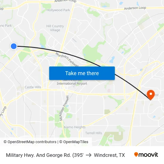 Military Hwy. And George Rd. (395' to Windcrest, TX map