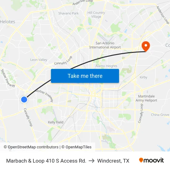 Marbach & Loop 410 S Access Rd. to Windcrest, TX map