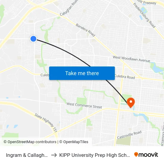 Ingram & Callaghan to KIPP University Prep High School map