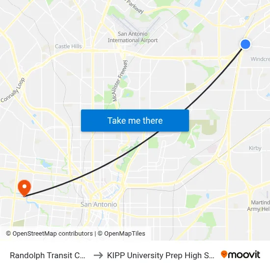 Randolph Transit Center to KIPP University Prep High School map