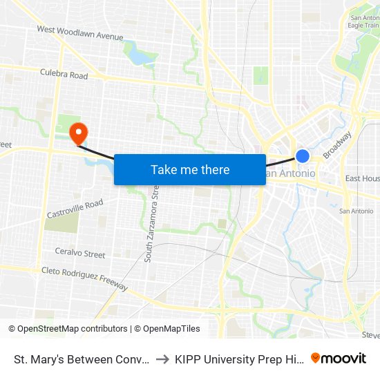 St. Mary's Between Convent & Mart to KIPP University Prep High School map