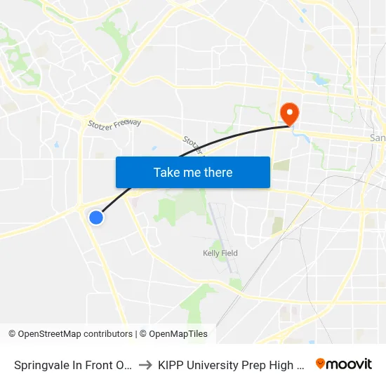 Springvale In Front Of 510 to KIPP University Prep High School map
